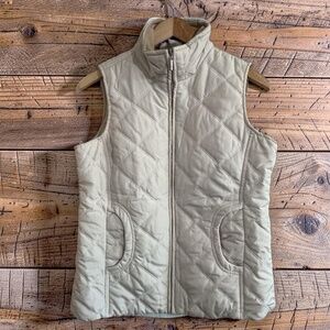 Jane Ashley Vest XL White QuiltedPuffer Front Zip Insulated Relaxed Fit EUC
